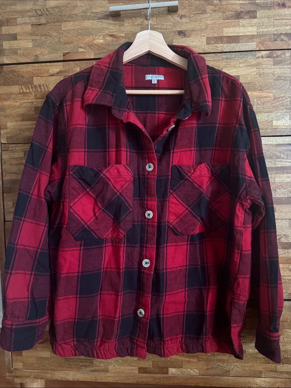 Lucky Brand Red and Black Plaid Button-Down Shirt - Picture 9 of 9